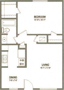 One Bedroom / One Bath - 624 Sq.Ft.*