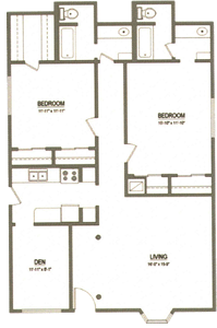 Two Bedroom / Two Bath / Den - 1,247 Sq.Ft.*